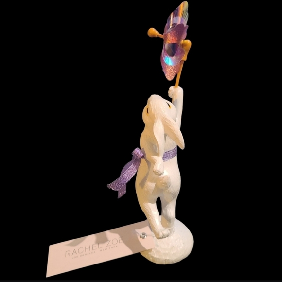 Rachel Zoe Victorian Easter Bunny Figure Coquette Bow Pinwheel Spins When u Blow - Picture 5 of 6